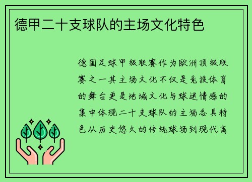 德甲二十支球队的主场文化特色